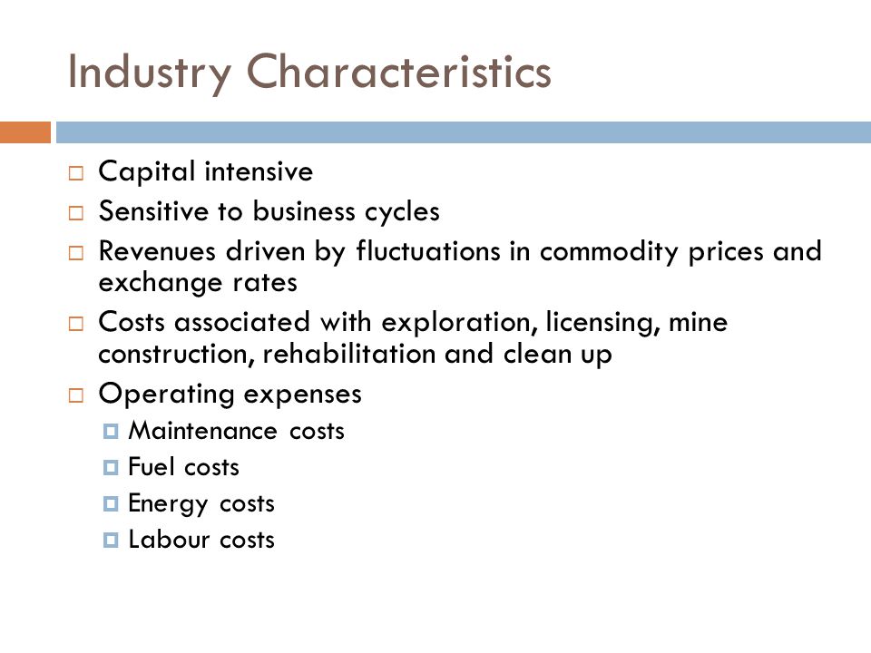 Dominant characteristics of construction industry
